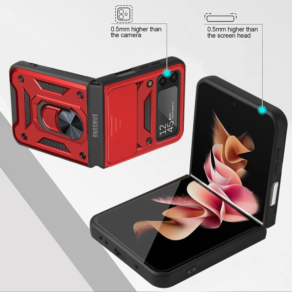 Kompatibel med Samsung Galaxy Z Flip 3 Case, Röd