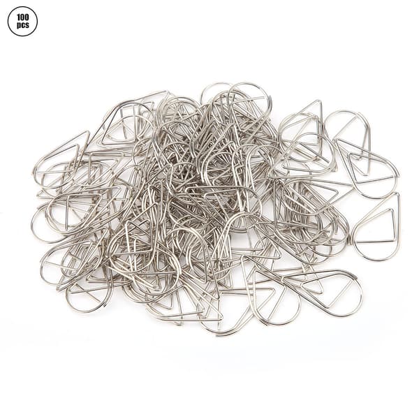100 st metallstora vattendroppsformade pappersklämmor roliga bokmärkesmärkningsklämma (silver)