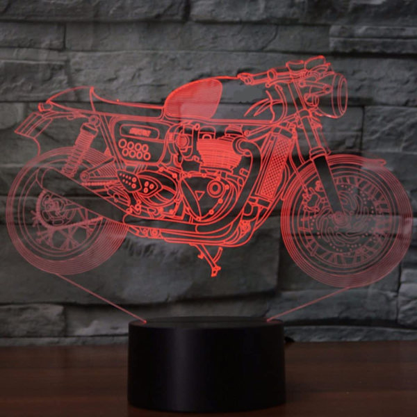 3D Illusion Nattlampa Motorcykel 7 Färgförändrande Touch Switch USB-driven LED Dekoration Bordlampa för Semester Födelsedag Jul Halloween