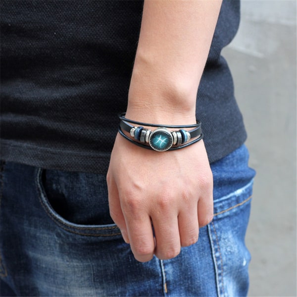 Wekity Constellation Flätad Rep Armband - Punk Legering Läder
