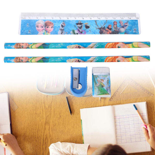 Kombination Stationery Set Cartoon Pennfodral 6-i-1 Kit för Barn Studenter Present (Princess)