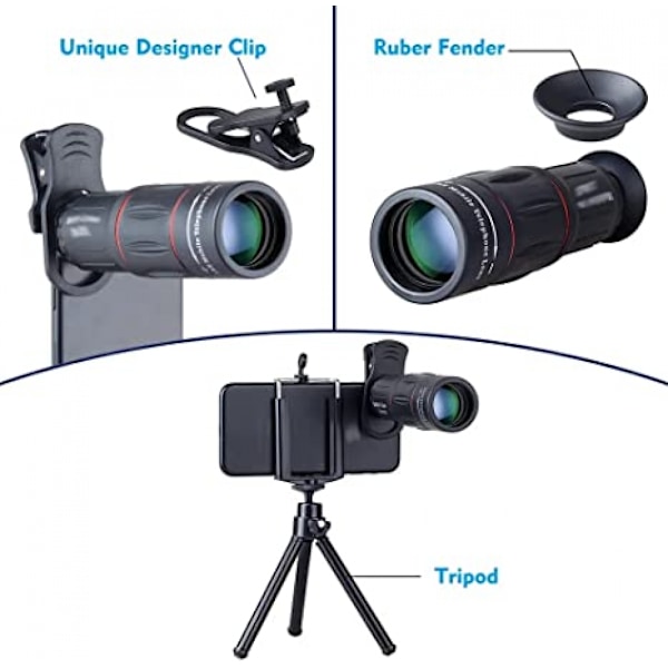 18X Monokulær Zoom Optisk Mobiltelefon Linse Universal til Sma