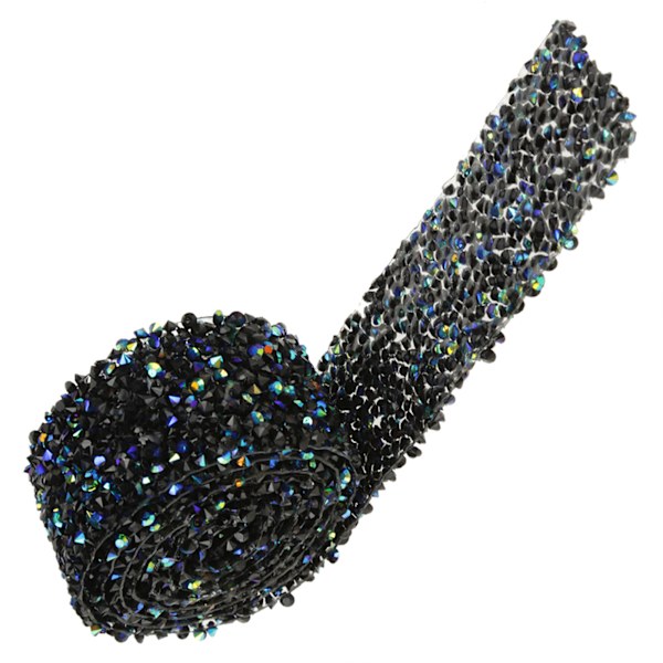 Diamantnät Wrap Rulle Sparkle Crystal Rhinestone Band Bröllopsdekoration (Blå & Svart)