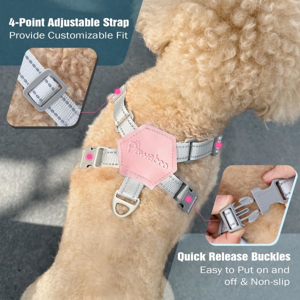 Hunde sele med snor sæt, X-ramme ingen træk sele, justerbar kvælefri hund vest sele til små mellemstore hunde og hvalpe, åndbar hvalp vest Pink L