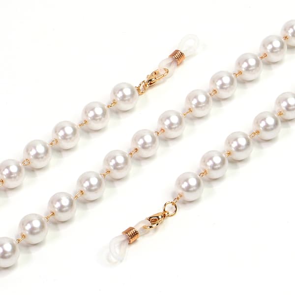 10mm Hvid Perle Perle Brillekæde, Briller Solbriller