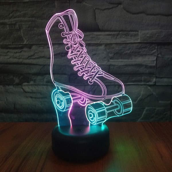 Rulleskøjte LED 3D Illusion Natlampe USB Hjul Skøjteløb S