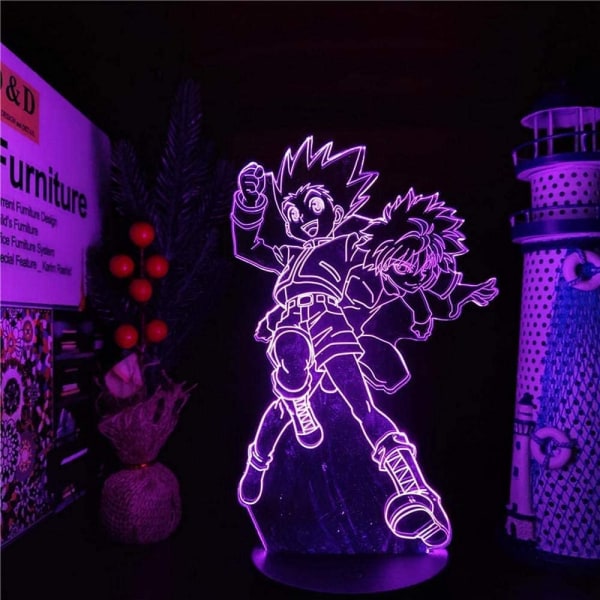 3D Illusion Lamp Anime Hunter X Hunter Gon och Killua 3D Led