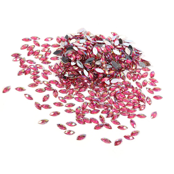 7*15mm Hästögat Akryl Rhinestones Kristallpärlor Flat Back Dekoration (Röd)