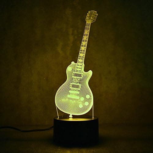 3D Musik Elektrisk Basgitarr Nattljuslampa USB Touch Swi