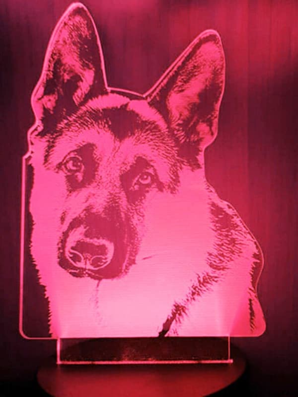 3D Schäferhund Ulv Nattlys Lampe Illusjon 7 Farger