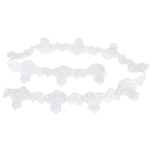 Dekorativ spets pärlband polyester broderad lapp kläder dekor tillbehör 1 YardWhite