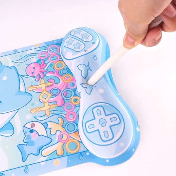 Sød Haj Musemåtte, Kawaii Anime Pastel Blå Ocean Undervands Design Musemåtte, Blød Polstret Håndledsstøtte, Skridsikker Måtte til Gaming