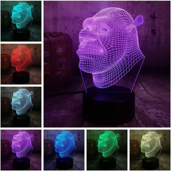 Cartoon 3D-effekt Shrek Forever After-lampa 3D optisk illusion