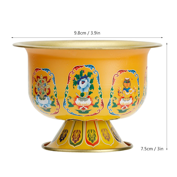 Lyckobringande gudomlig tibetansk Buddha vatten skål heligt vatten kopp buddhistiska tillbehör (gul)