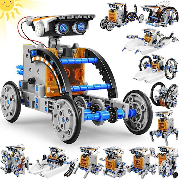 13-i-1 solcelledrevne robotlegetøj til uddannelse, gør-det-selv-legetøj til videnskab, byggesæt til robotter, fødselsdagsgaver til drenge og piger Blue Gray