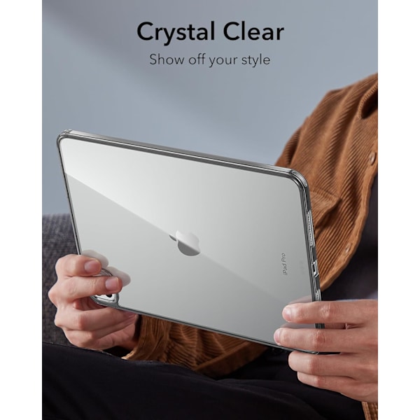 iPad Pro 11 tuuman suojakotelo M4 (2024), ohut ja kevyt, suojaa iskuilta ja pudotuksilta, ei kellastu, kova takaosa, tukee Pencil Pro -kynää Clear Black Pro 11 2024