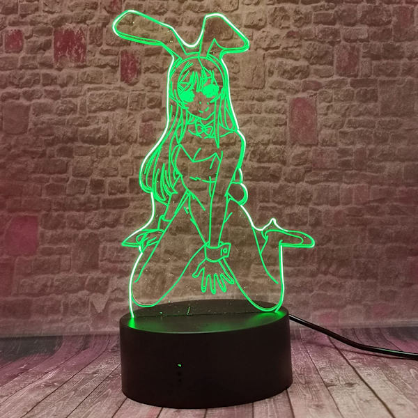Bunny Girl Waifu Senpai Sakurajima Mai Pose Lamp 3D LED 16 C