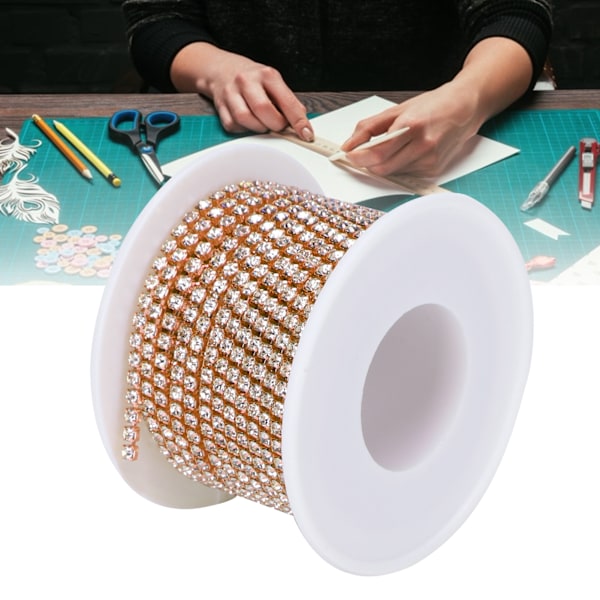 SS8‑2,5mm 10 meter kunstig diamantkjede DIY hjem håndverk bryllupsdekorasjon kjedeRose gull