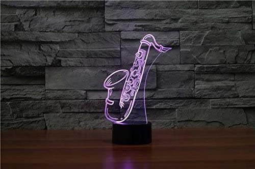 3D Saxofon Natlampe Optisk Illusion Natlampe 7