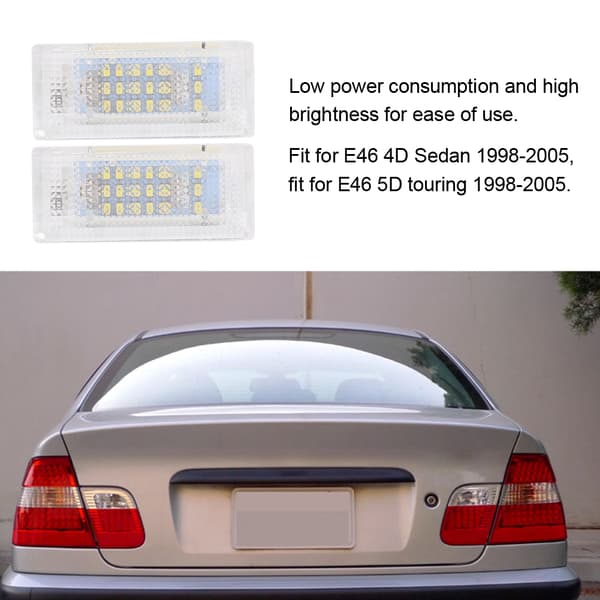 1 Par LED Nummerpladelys Lampe Baglygte Passer til E46 4D Sedan 1998-2005