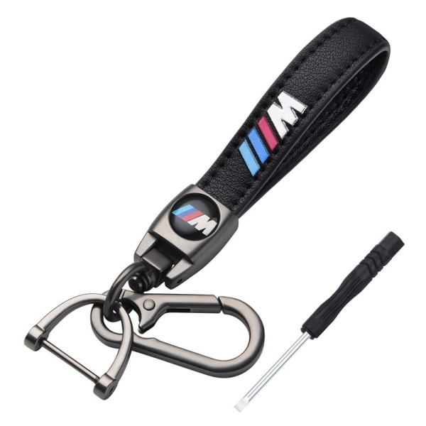Billogotyp Nyckelring i äkta läder kompatibel med BMW M Nyckelring Lädernyckelring Lämplig för kvinnor och män BMW M Tillbehör