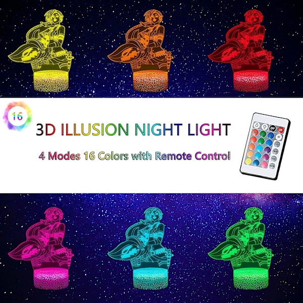 Jinx Arcane Lampe, Jinx Nattelys for Jenter Soverom, 3D Illusionslampe Anime Lys for Barnerom