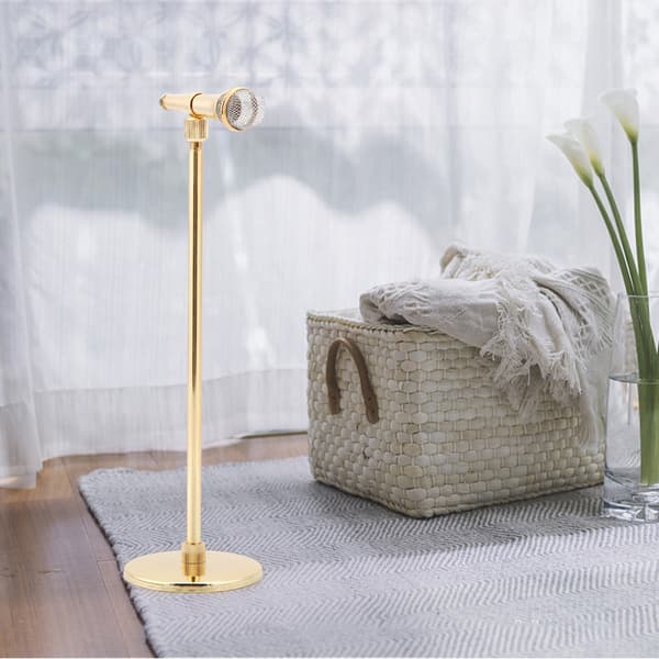Modell av mikrofon i koppar och guldpläterad mikrofon, hantverk, prydnadssaker, musikinstrument 16-22cm