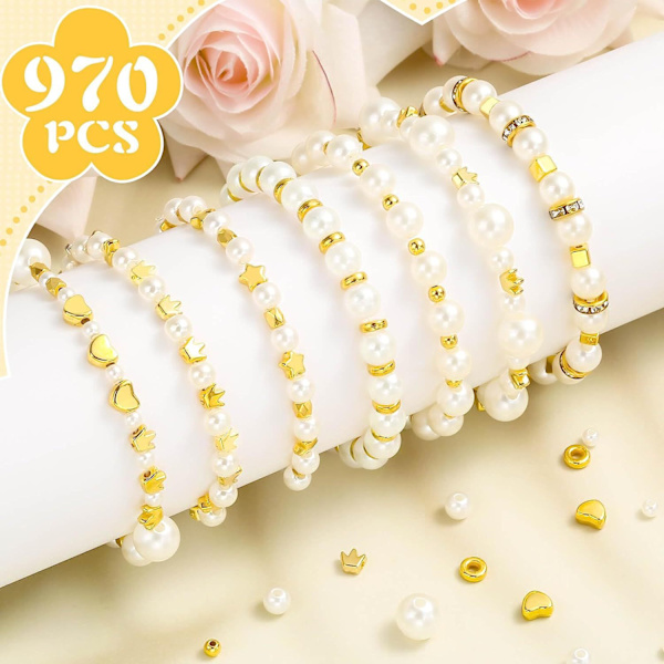 Armbåndssæt 24 Gitter 970stk ABS Perlesæt Pentagram Krone Kærlighed Firkantet Rund Perle Afstandsperle IY Armbånd