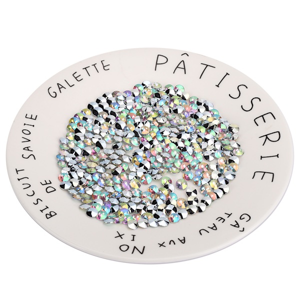 1000 st 8 mm strass silverpläterad botten akryldiamant för bröllop DIY nagelskönhetsdekoration AB färgglad