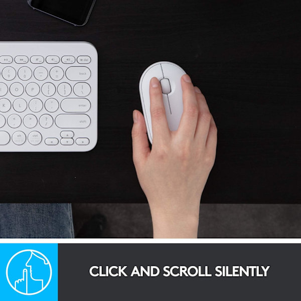 Logitech M350 Pebble trådløs mus med Bluetooth eller 2,4 GHz-modtager, lydløs, slank computermus med stille klik White