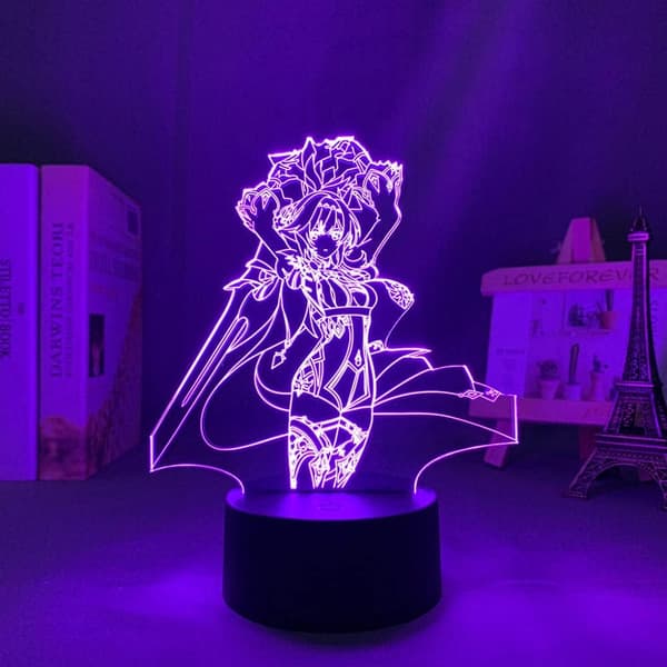3D LED Nattlampe Genshin Impact EULA Akryl LED Lampe