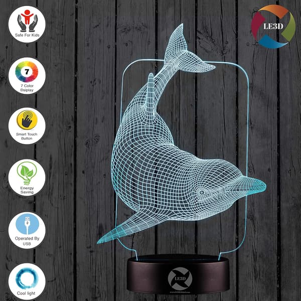 3D Optisk Illusions Natlampe - 7 LED Farveskiftende Lampe