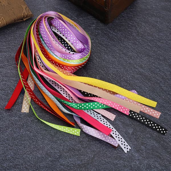 18 stk trykte bånd, ensidig prikk, DIY-tilbehør, bryllupsutstyr, polyester, 10 mm