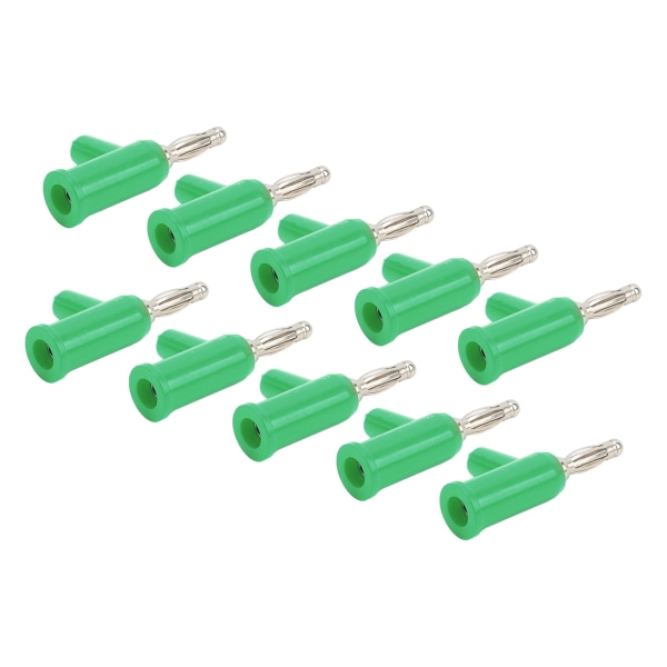 10 st lödfria bananpluggar ABS mässing lykta öppna skruvbanankontakter för växelriktare 4 mm Green