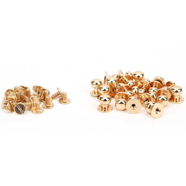 20 sarjaa kuparisia pyöreäkantaisia niittejä, DIY-nahkatyön niittejä, 10 x 8 mm, kulta