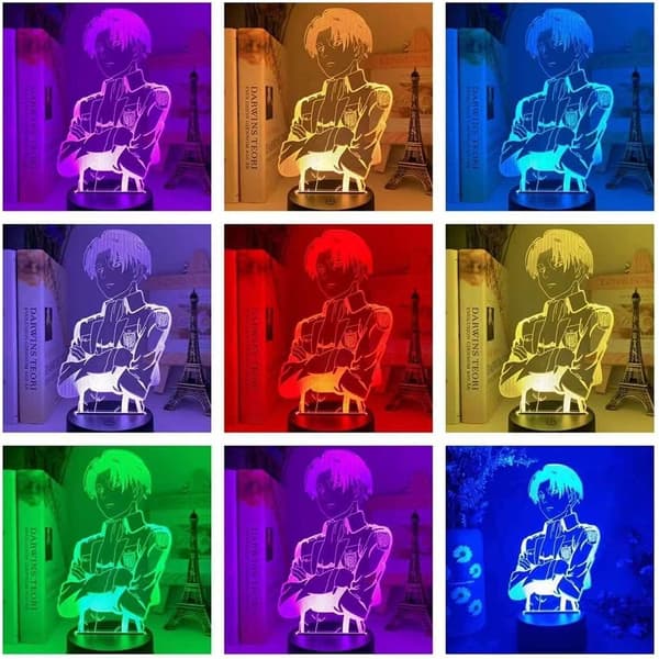 Attack on Titan 3D Anime Lampe Natt Levi Ackerman Illusjon N