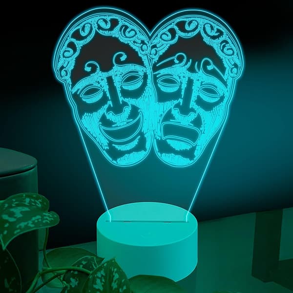 Teater 3D LED-bordslampa, teateransikte med känslouttryck