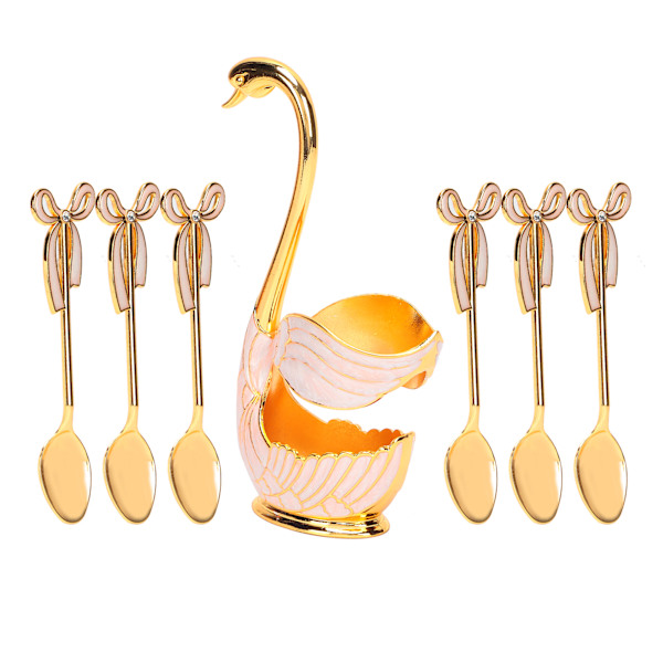 Astiasto Sarjat Kahvi Hedelmä Jälkiruokalusikat Kotitaloustavarat Joutsenpidikekoristeella Spoon