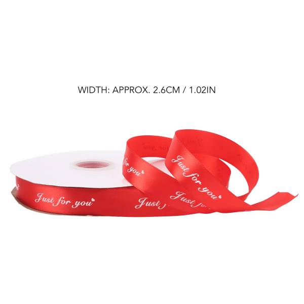 100 yards rött satinband 2,6 cm bredd dubbelt satinband glansigt polyester rött band tunt för festdekoration