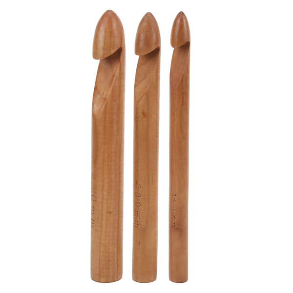 Stora virknålar 20 cm ergonomisk design premium naturligt bambu glänsande virknål