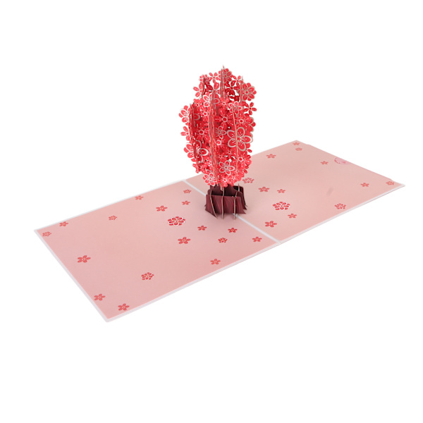 Hjerteformet Sakura 3D-gratulasjonskort Utsøkt gravering Skrivbart 3D-gratulasjonskort til Valentinsdag Morsdag