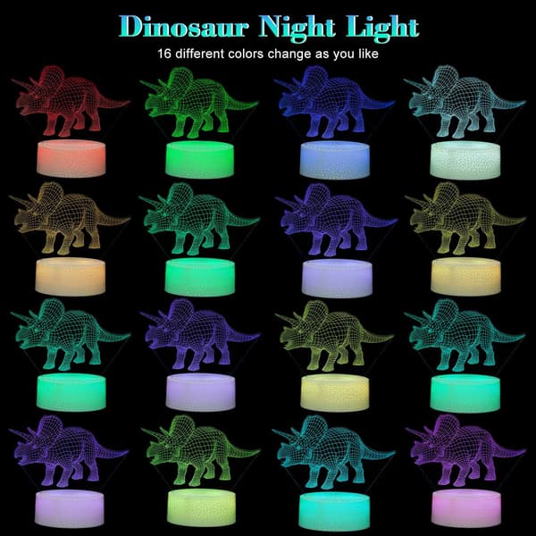 Dinosaurleker 3D Dinosaur Nattlys for Barn Triceratops I