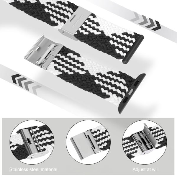 Flettet Solo Loop-reimer for Apple Watch-reim 42/44/45 mm Elastisk nylon elastisk sportsarmbånd for iWatch Series 8 SE 7 6 5 4 3 2 1