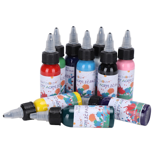 10 flasker akrylmalingsett fargerikt for kunststudentmaling pigment plastboks 30ml