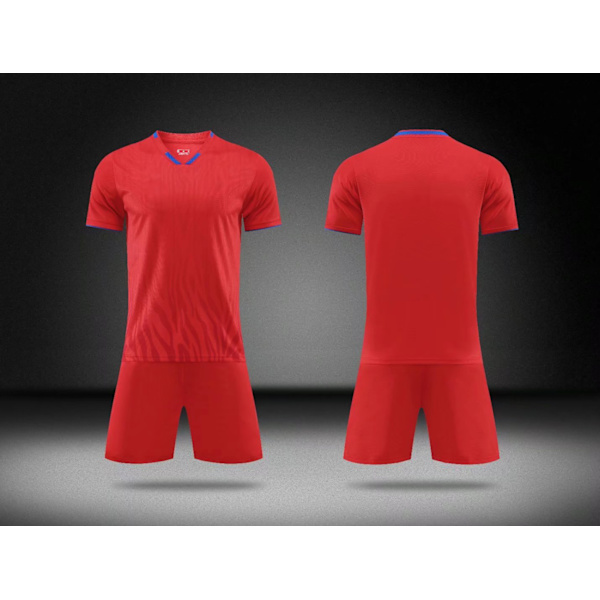 Fotbollströjeset: sportträningsdräkt, pojkar fotbollströja uniform, anpassad vuxendräkt, nummer, namn, logotyp, sponsor Red M