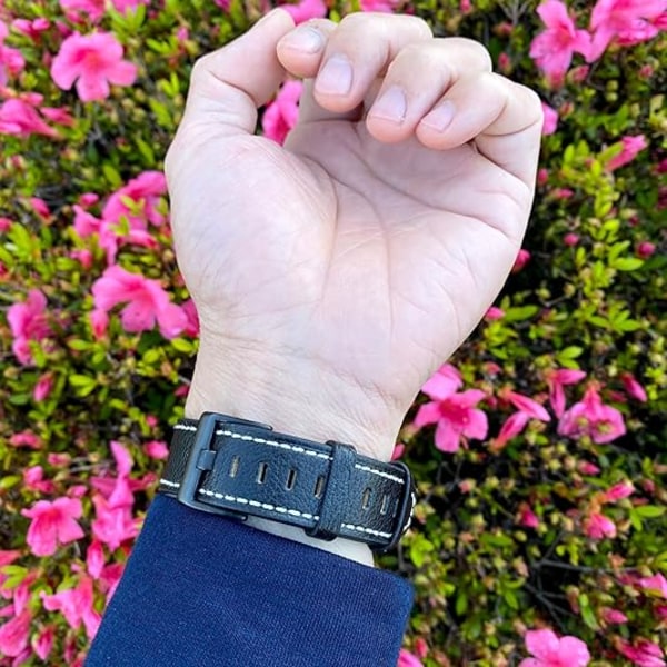 Äkta Läderarmband kompatibla med Apple Watch armband 49mm / 45mm / 44mm / 42mm / 41mm / 40mm / 38 mm Klassisk Stil Ersättningsarmband Black 38/40/41mm