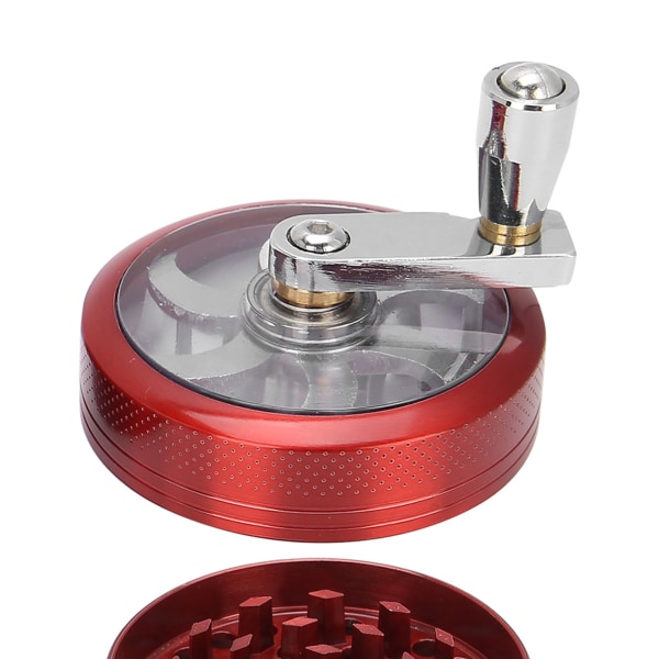 4-lags røykekvern håndristet sinklegering slipeverktøy 55 mm med magnetisk deksel Red