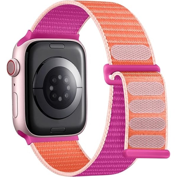 Sport Nylon Loop Stropp Kompatibel med Apple Watch Reimer 44/45/46/49mm, for Kvinner Menn, for IWatch Serie SE 9/8/7/6/5 Pomegranate