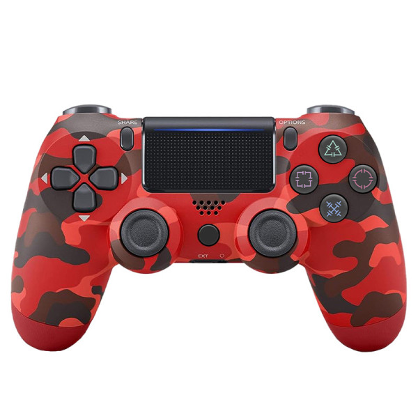 Trådlös Bluetooth 4.0 Vibrerande Gamepad med Ljus för PS4 Camouflage red