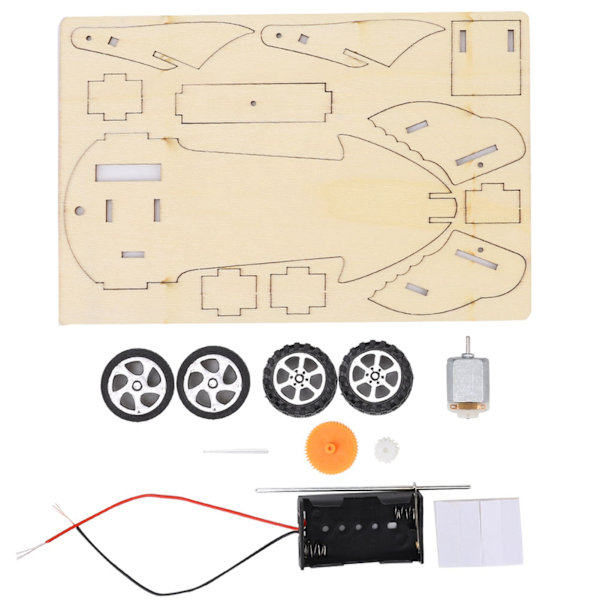 Racerbil Samlesæt Manual DIY Træbil Sæt 1.5V Børn Uddannelsesmæssige Samlesæt (WF Racerbil B(Lille Bil Hoved) )